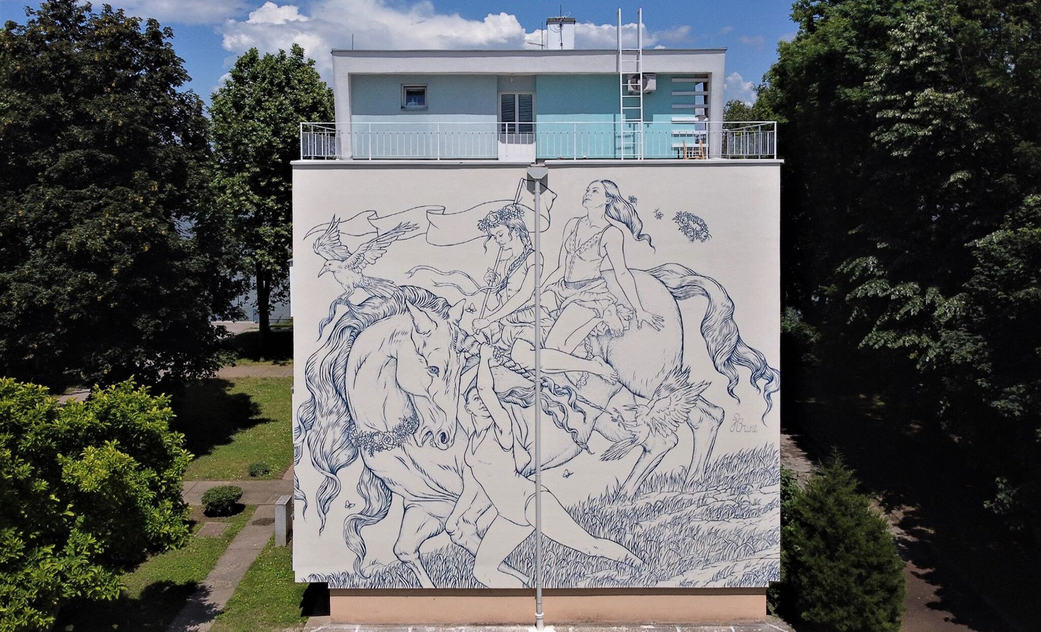 Jana Brike&mdash;Procession of life by a blue river