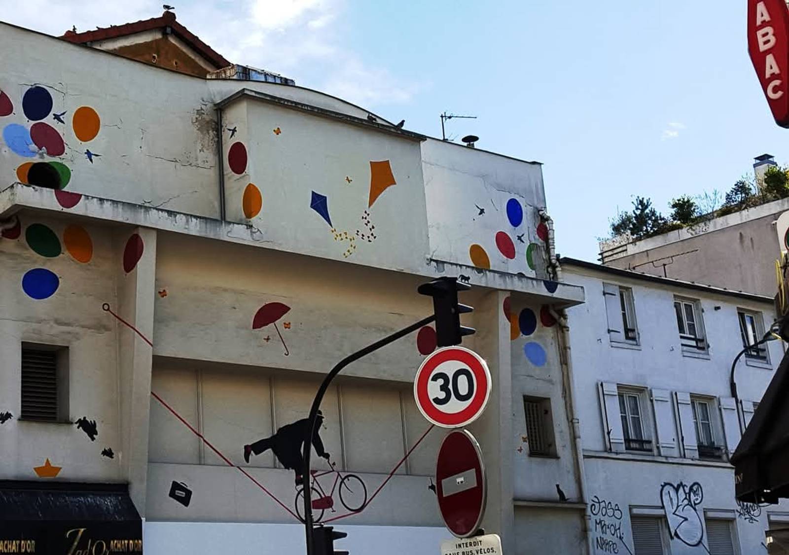 Nemo Street Art&mdash;Le cycliste Funambule