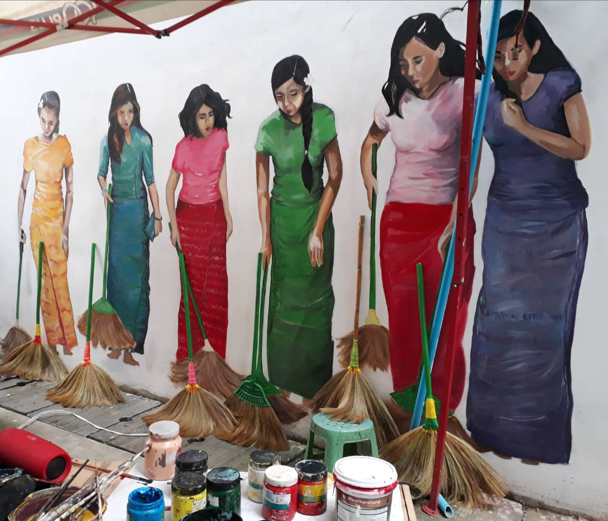 Delphine de Lorme&mdash;6 burmese with a broom