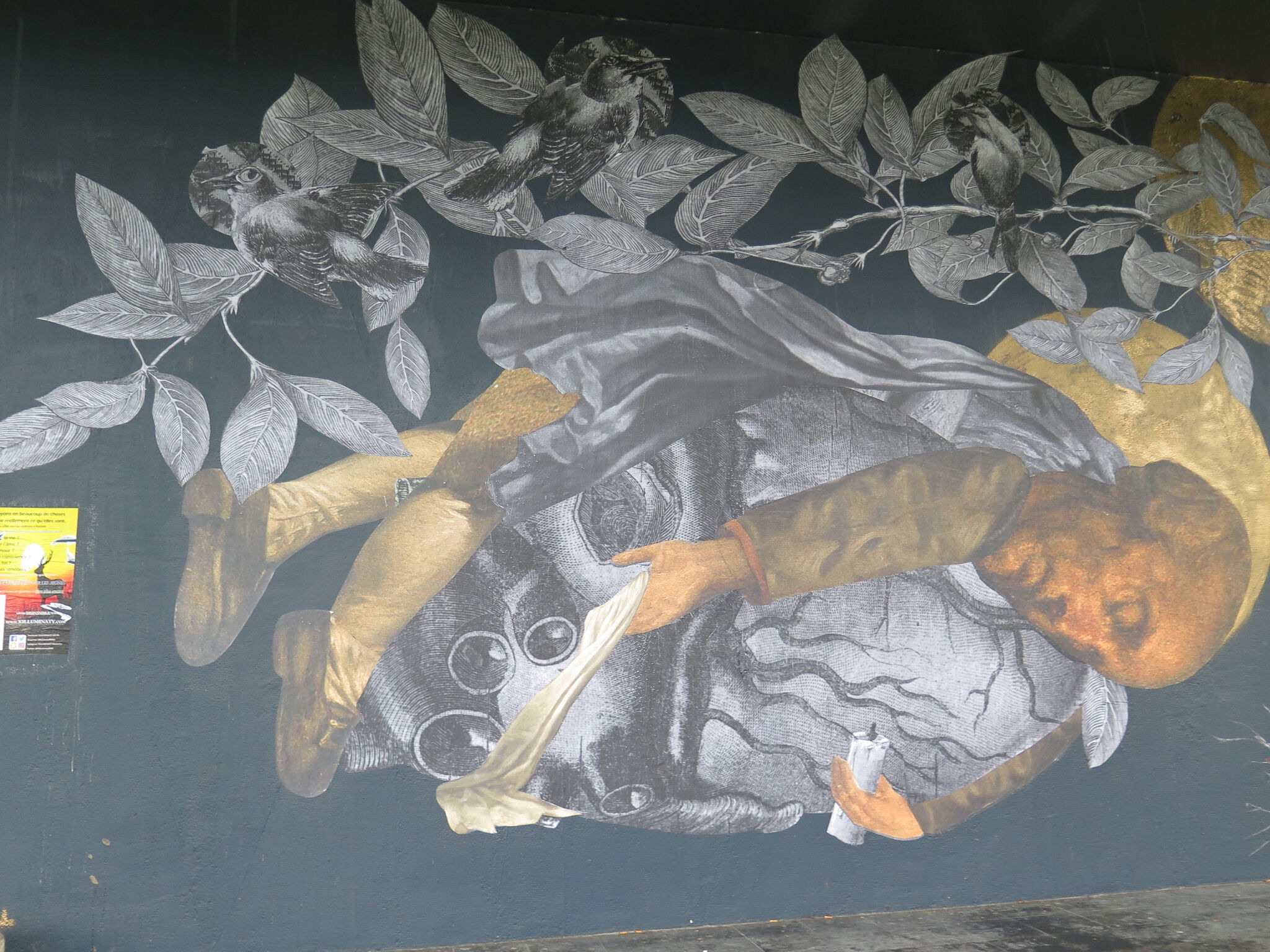 Madame Moustache&mdash;Under streetart Le Louvre