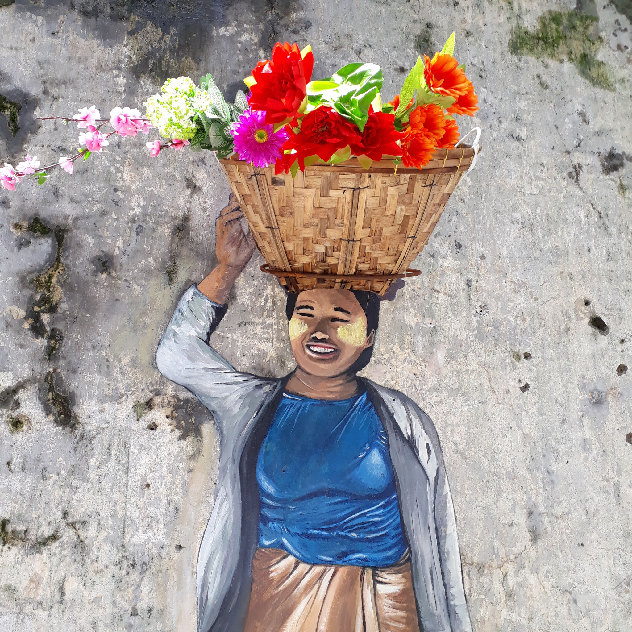 angele de lorme&mdash;Pan Thae aunty and her flowers basket