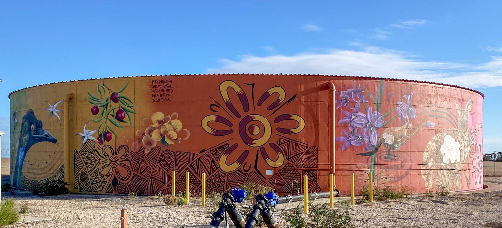 Mike Makatron, Conrad Bizjak, Dylan Butler, Ngrakani Harley Hall, Jason Swales&mdash;Minlacowie Water Tower Mural